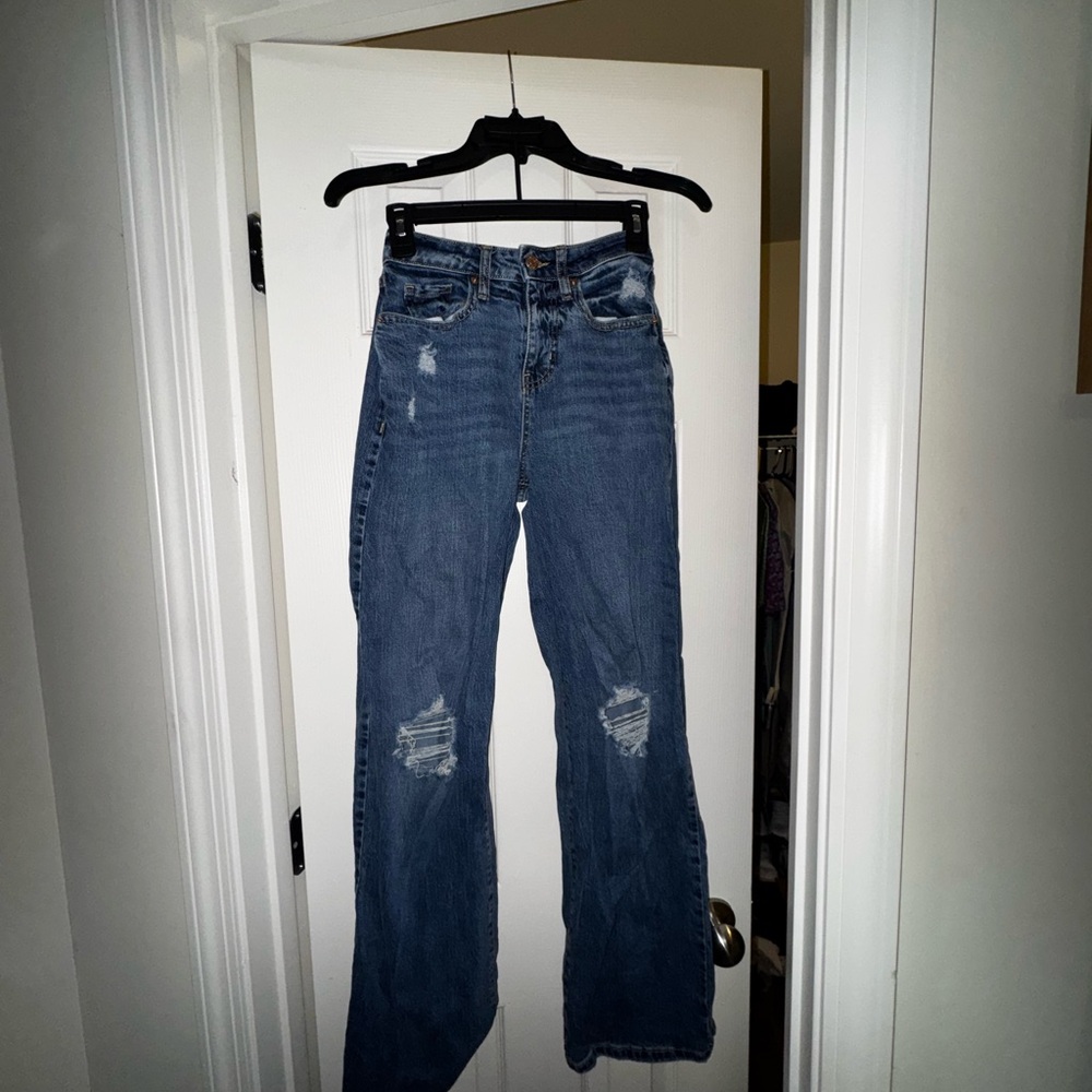 Wild Fable Blue Distressed Flare Jeans